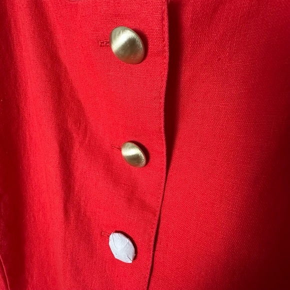 J. Crew Red Button Front Linen Mini Dress Old Money Nautical Preppy Summer - Picture 7 of 12